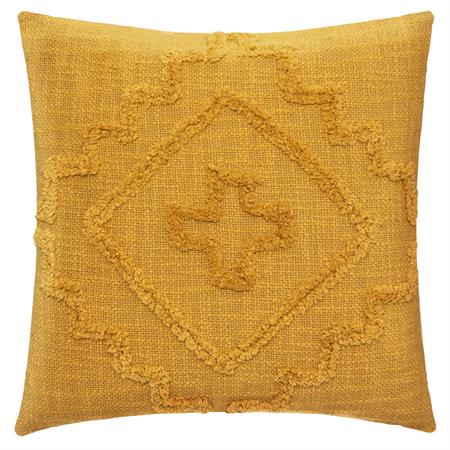 Coussin esprit berbère coton jaune ocre 40x40 cm