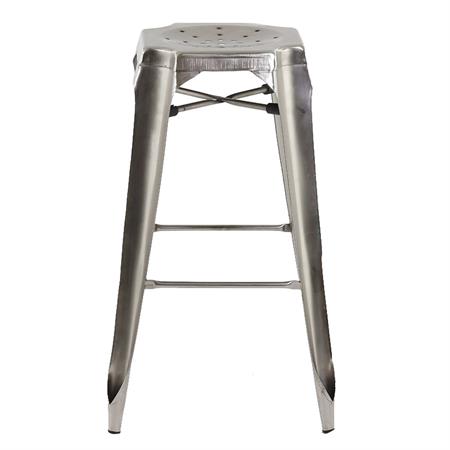 Tabouret de bar industriel en métal argenté