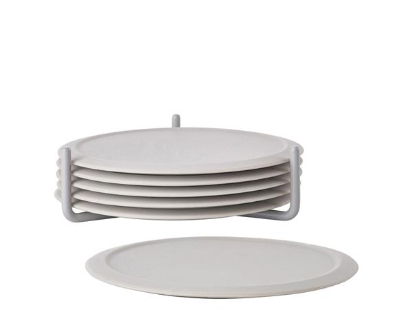 Set de 6 dessous de verre en silicone avec support métal gris clair