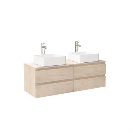 Meuble double vasque 120cm avec plan bois  Décor chêne 