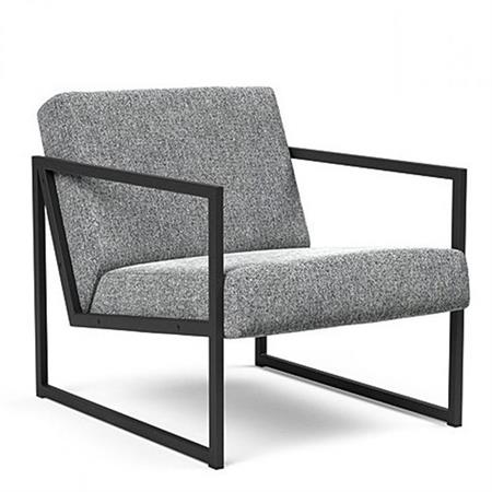 INNOVATION LIVING Chaise design VIKKO ARMS métal noir Tissu Taura Slate Grey