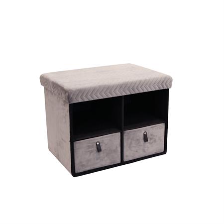Banc de rangement pliable design velours gris