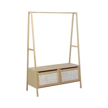 Portant vêtements bois et cannage de rotin L110 x H165 cm  Chêne