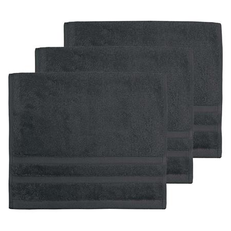 Lot de 3 serviettes invité 600 g/m²  anthracite 30x50 cm