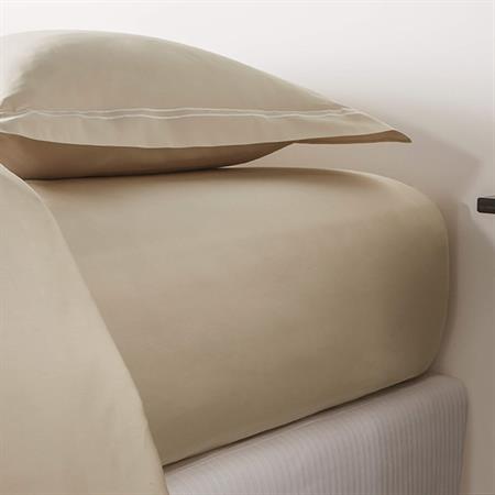 Drap housse luxe en Satin de coton Beige 160x200 cm