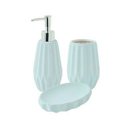 Set salle de bain à relief 3 pièces céramique bleu
