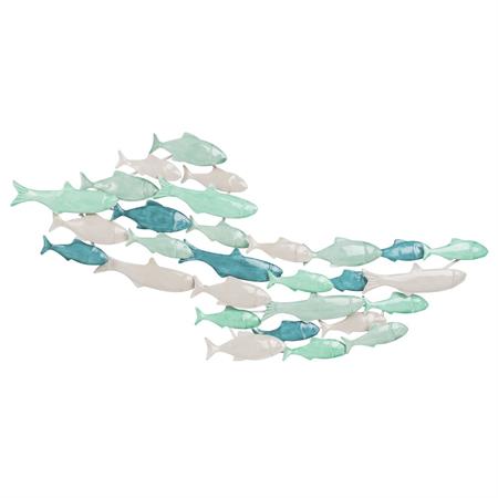 Déco murale banc de poisson en métal vert 81x38