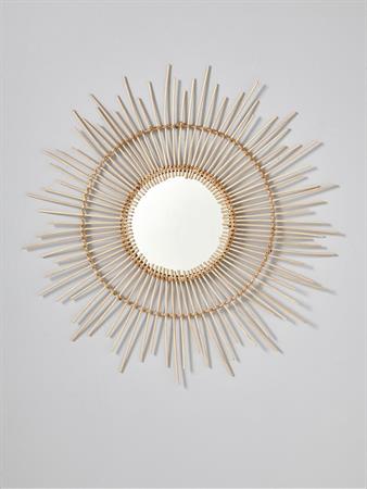 Miroir soleil en rotin naturel