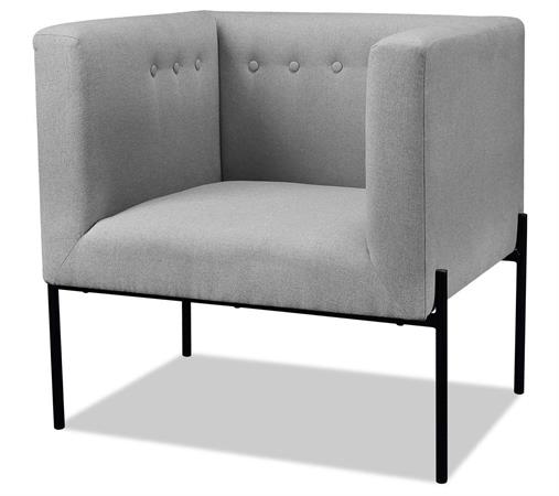 Fauteuil assise polyester gris pieds métal