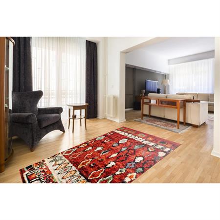 Tapis ethnique design en polypropylène rouge 80x150