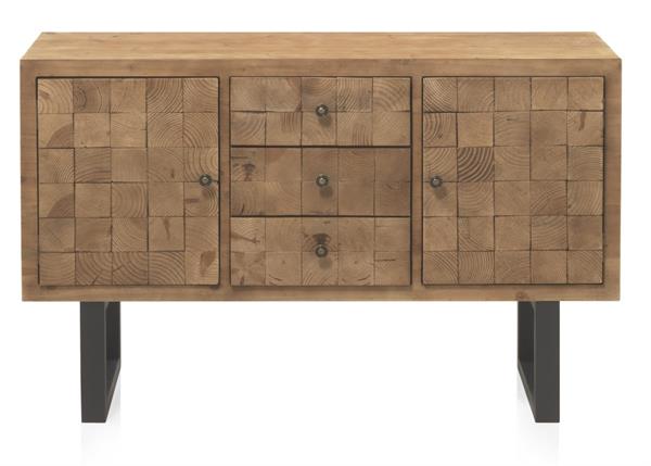 Buffet plaqué en bois d'épicéa avec base en métal