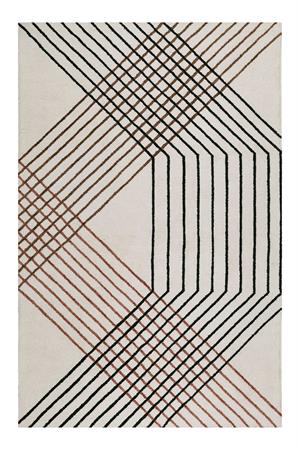 Tapis fait main motif rayures design beige 160x230