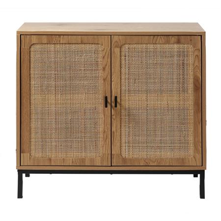 Buffet 2 portes en rotin naturel marron - Largeur 80 cm