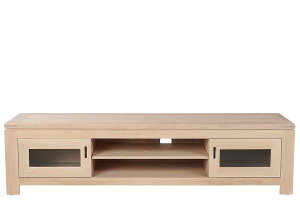 Meuble TV bas moderne en chêne blanchi L180