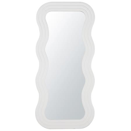 Grand miroir rectangulaire ondulé et strié blanc 80x173
