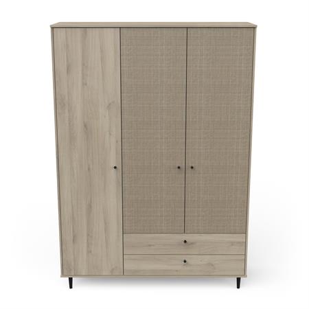 Armoire 3 portes ouvrantes et 2 tiroirs - H221 cm - Effet