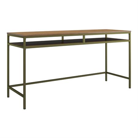 Bureau en effet noyer avec cadre en métal vert