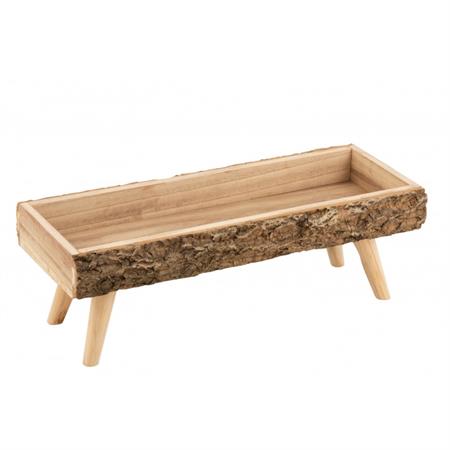Cache-pot sur pied rectangle bois naturel L54