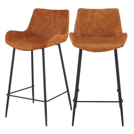Lot de 2 chaises pour îlot central 65 cm en cuir synthétique camel