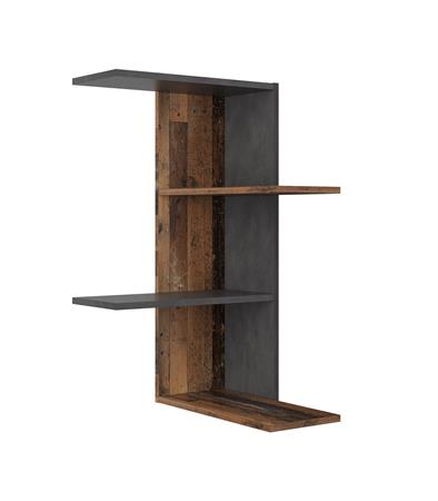 Etagère Murale d'Angle 4 Plateaux H77 cm - Aspect Chêne Vintage