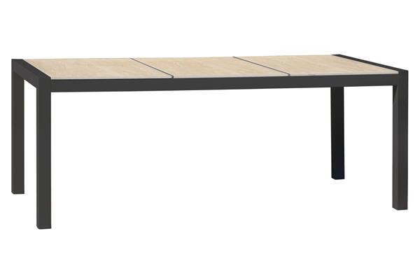 Table de jardin en aluminium anthracite avec plateau céramique beige