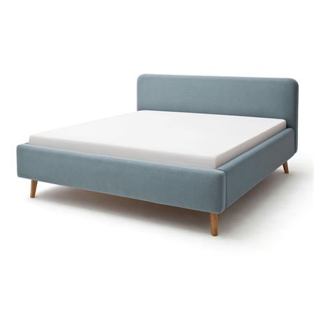 Lit scandinave capitonné en tissu bleu clair 140x200