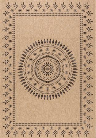 Tapis intérieur et extérieur effet jute motif oriental noir 200x290