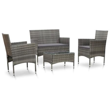 Salon de jardin confortable 4 pièces métal gris