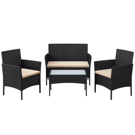 Salon de jardin extérieur table et chaises noir et taupe