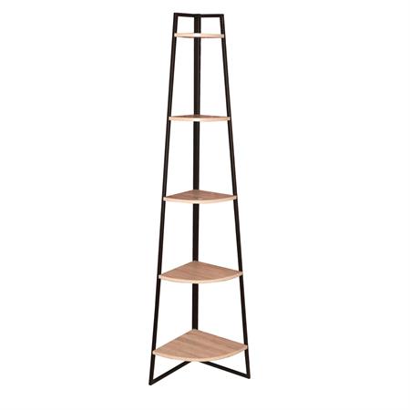 Etagère d'angle en métal et bois