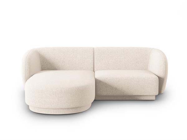 Canapé d'angle gauche modulable 3 places en tissu chenille beige clair