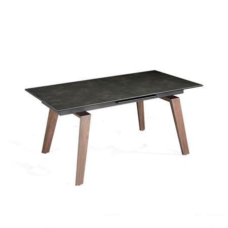 Table à manger effet bois noyer et porcelaine noir