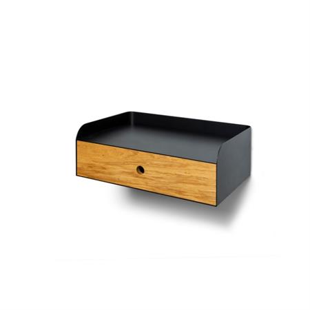 Table de chevet suspendue en chêne et métal noir