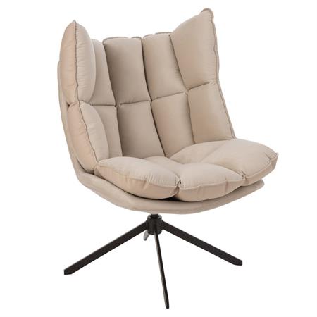 Fauteuil de relaxation pied métal noir et tissu et simili beige