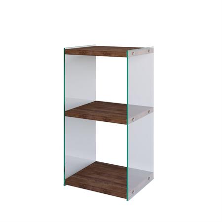 Bibliothèque 2 étagères en verre et bois de pin h