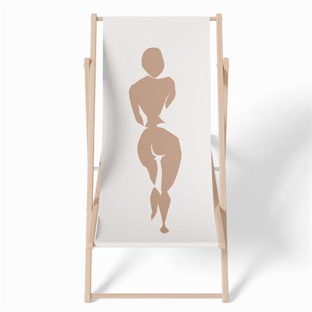 Transat / Chilienne pliante graphique bois de hêtre beige