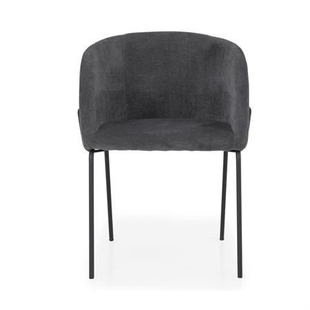Lot de 2 fauteuils de table en tissu et métal - Gris foncé