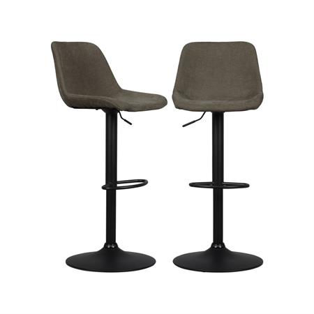 2 tabourets de bar assise chenille gris foncé