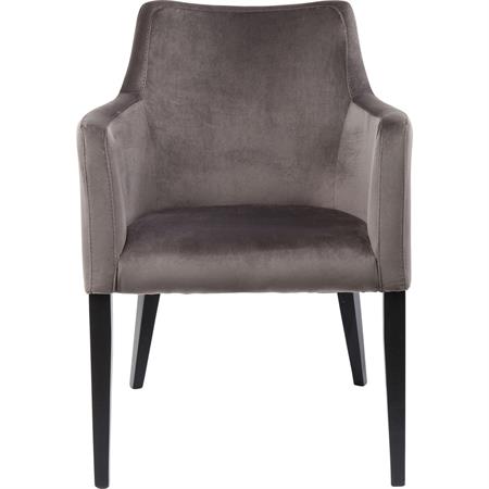 Chaise avec accoudoirs en velours gris et hêtre laqué noir