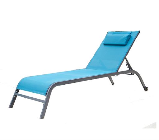 Bain de soleil  en acier bleu canard