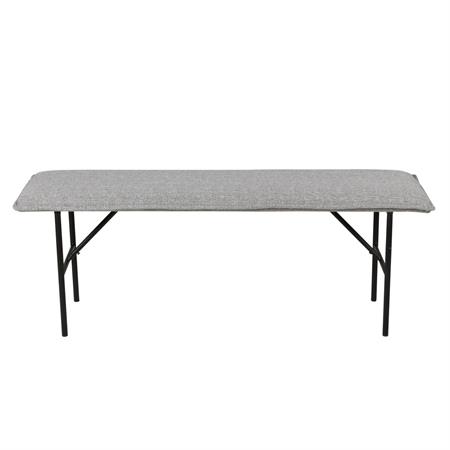 Banc moderne tissu gris clair 134 cm piètement métal noir mat Lucce