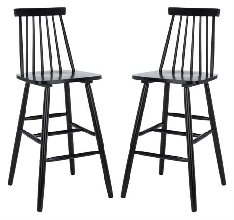 Ensemble de 2 tabourets de bar en bois de caoutchouc noir