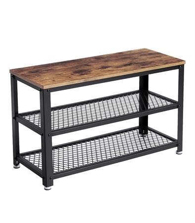 Banc à chaussures à 2 niveaux - L73 cm - Effet Bois foncé