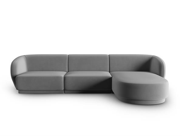 Canapé d'angle droit modulable 4 places en velours gris