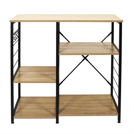 Meuble de rangement d'appoint métal et effet bois hauteur 82