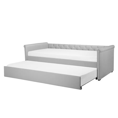 Lit gigogne en tissu gris 90x200