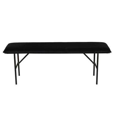 Banc moderne design velours noir 134cm piètement métal noir mat