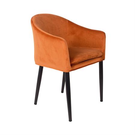 Fauteuil de table design en velours - Orange