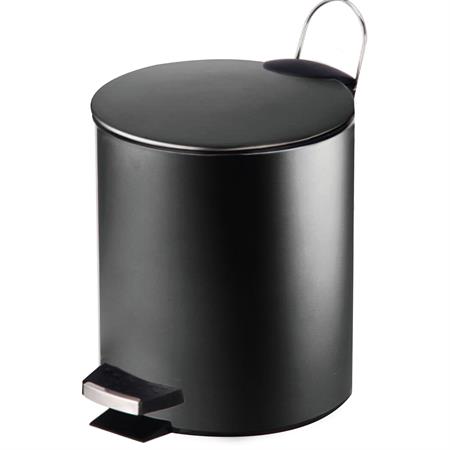 Poubelle salle de bain métal noir ronde 5L