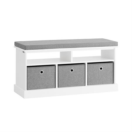 Banc de rangement effet bois blanc
